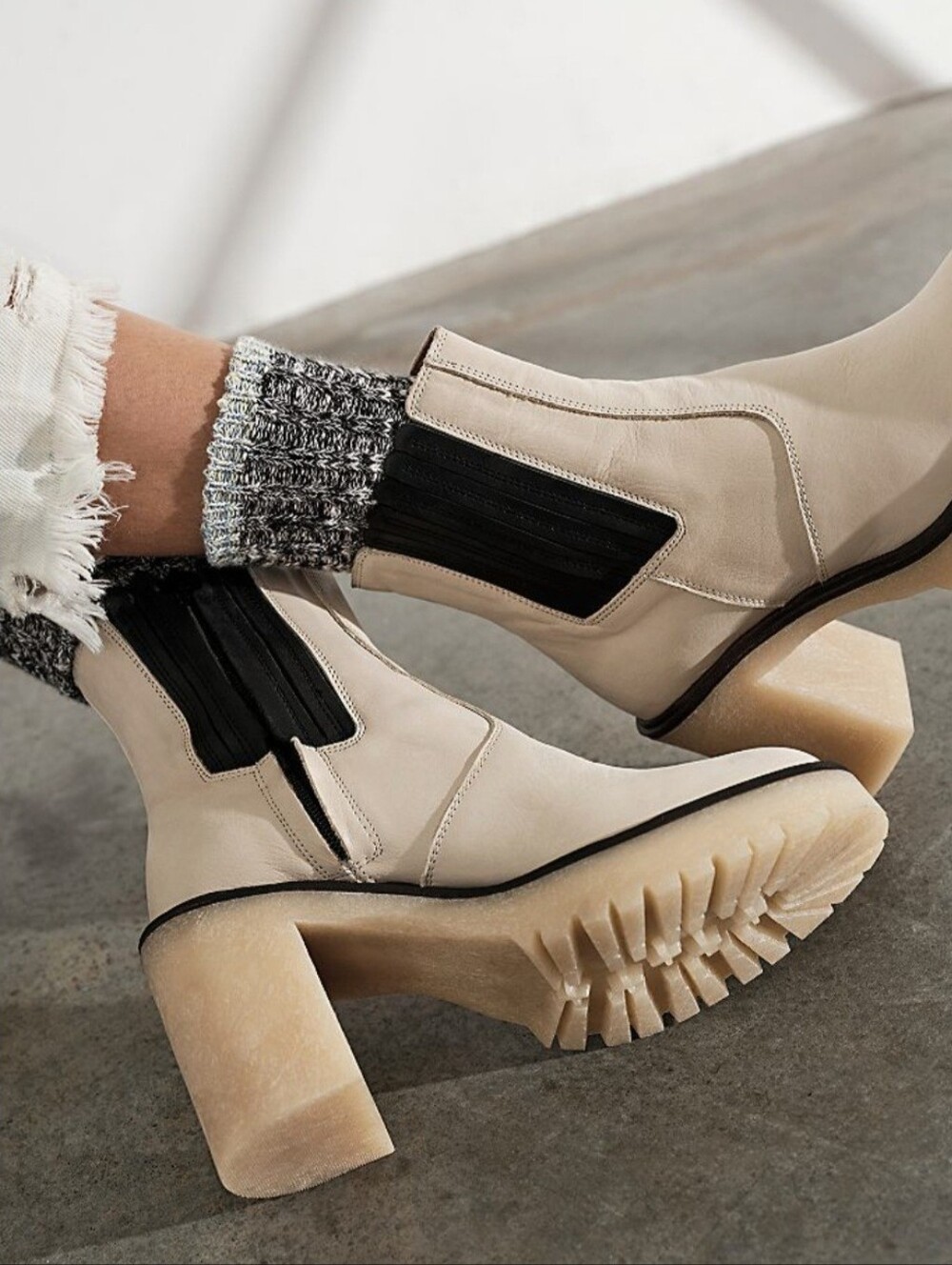 Free People James Chelsea Boot in Bone Leather